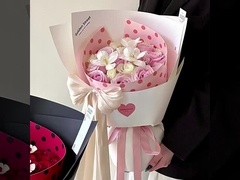 Το δημοφιλές βαλς πολκά με ένα κομμάτι σχήμα φύλλο λουλούδι μπουκέτο τυπογραφία 520 Ημέρα της Μητέρας fl