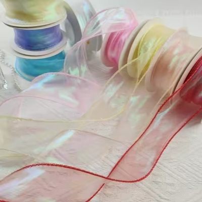 Αγορά Προσαρμοσμένη στερεά χρώμα καθαρό Chiffon Ροζ μετάξι Organza ταινία για τη συσκευασία δώρο γάμου online manufacture