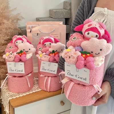 Καλή τιμή. 520 Valentine's Day birthday gift for girls Κούρομι Σανρίο κούκλες καρτούν κούκλες μπουκέτα σε απευθείας σύνδεση