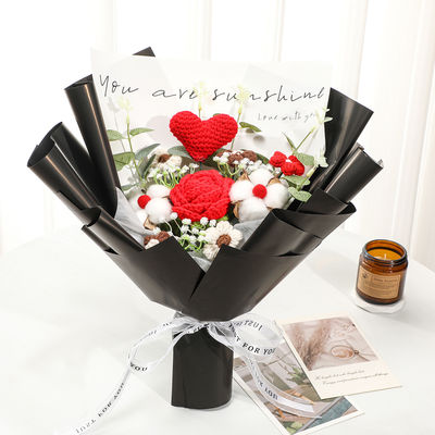 Αγορά Διασυνοριακό χειροποίητο μαλλί πλεκτό πλεγμένο τριαντάφυλλο αθάνατο ανθό προσομοίωση μπουκέτο τελικό προϊόν 38 θεά Ημέρα των γυναικών Ημέρα της μητέρας διαδικτυακή κατασκευή