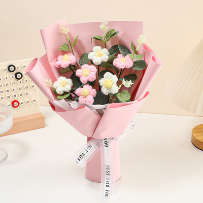 Αγορά Χειροποίητο μπουκέτο λουλουδιών από νήμα κροσέ με πλεκτά λουλούδια δώρο ψεύτικα λουλούδια χειροκίνητο μπουκέτο με πολλαπλά χρώματα online manufacture