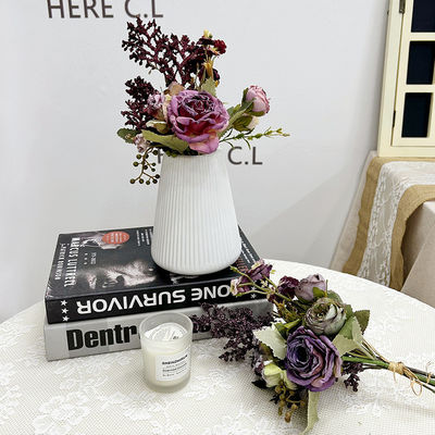 Αγορά Γαλλικό στυλ ψητό πολλαπλής κεφαλής τριαντάφυλλο προσομοίωση πίνακα λουλουδιών διακόσμηση λουλουδιών, χειροκίνητο λουλούδι, ψεύτικη διακόσμηση μπουκέτο λουλουδιών διαδικτυακή κατασκευή