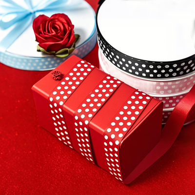 Αγορά Κορδέλα με διπλή όψη με πουά, απαραίτητη για αξεσουάρ μαλλιών DIY, από πολυεστέρα, τυπωμένη με ρίγες Luo για φιόγκους και ρούχα online manufacture