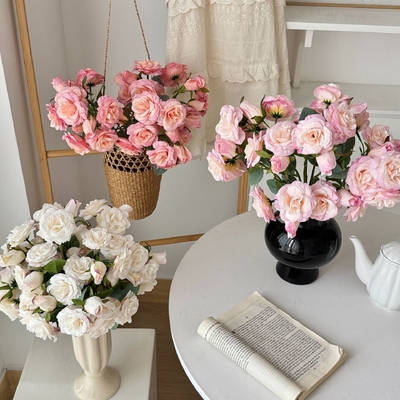 Αγορά Κορεάτικο στυλ 12 κεφαλής Elsa Rose Simulation Flower Rose Fake Flower Home Living Room Τρώγον Τραπέζι Διακόσμηση Φωτογραφία Προπόνηση online manufacture