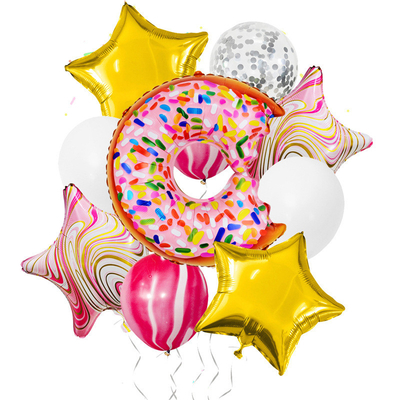 Καλή τιμή. Doughnut κινούμενων σχεδίων μπαλόνια φύλλων αλουμινίου αργιλίου Pentagram για τη διακόσμηση γιορτής γενεθλίων σε απευθείας σύνδεση