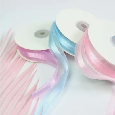 Καλή τιμή. Πολυεστέρα διπλό πρόσωπο Organza Ribbon Roll 1 ίντσες πλάτος για το γάμο Craft δώρο Bow σε απευθείας σύνδεση