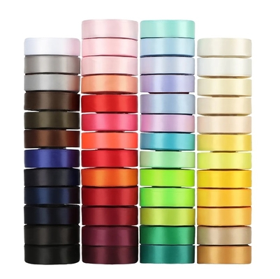 Καλή τιμή. 196 Χρωματική κορδέλα Rainbow Single Double Face 100% Polyester Satin Wrap Ribbon Roll σε απευθείας σύνδεση