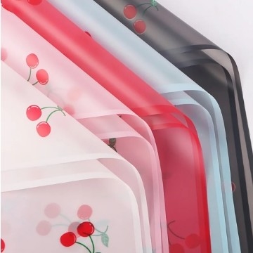 56*56cm Cherry Matte Waterproof Floral Wrapping Paper με Διαφανές Κορεατικό Σχέδιο