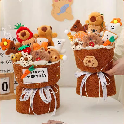 Καλή τιμή. Χριστούγεννα Pawfect Leader Plush Toy Set Capybara Flower Bouquet Kawaii Cartoon Δώρο για την Ημέρα του Αγίου Βαλεντίνου/Γενέθλια σε απευθείας σύνδεση