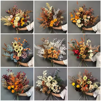 Καλή τιμή. Bouquet De Fleurs Artificielles υλικό Τεχνητά λουλούδια για διακόσμηση γάμου στο σπίτι Bouquet σε απευθείας σύνδεση