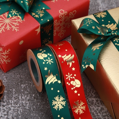 Καλή τιμή. Manufacturer supplies printed polyester ribbons, Christmas snowflake ribbons, gift ribbons, DIY Christmas packaging ribbons σε απευθείας σύνδεση