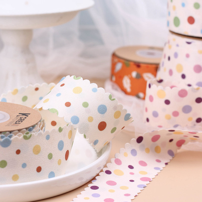 Καλή τιμή. Κορεατική διπλής όψεως χρώμα polka dot πεύκο τυπωτική κορδέλα DIY τόξο εξαρτήματα μαλλιών κολάρο λουλούδι καπέλο παπούτσια λουλούδι διακόσμηση σε απευθείας σύνδεση