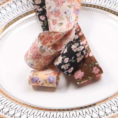 Καλή τιμή. Double sided small floral discount price ribbon DIY bow hair accessories clothing accessories gift box packaging accessories ribbon σε απευθείας σύνδεση