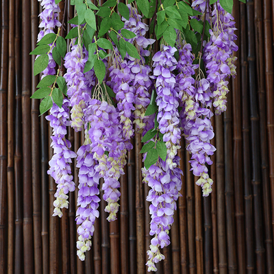 Καλή τιμή. Simulation of giant wisteria flowers with long branches, plastic fake flowers, silk flowers, indoor living room, hanging rattan strips, photography decoration σε απευθείας σύνδεση
