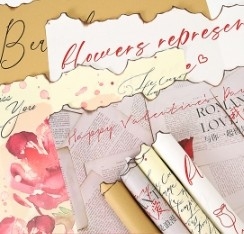 Flame Lover Art Paper Fire Edge Retro Cowhide Flower Packaging Paper