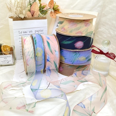 Καλή τιμή. New Online Korean Ribbon Tulip Snow Silk Ribbon Flower Packaging Hair Accessories Bow Clothing Ribbon Shoe Flowers σε απευθείας σύνδεση