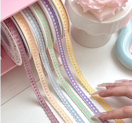 Καλή τιμή. Δαντέλα Jumping Grid Ρίμπον Φλούδα Bundle Bow Tie Cake Baking Ribbon Floral Art Χειροποίητο υλικό DIY σε απευθείας σύνδεση