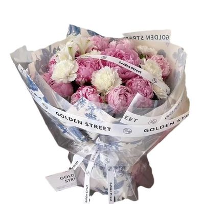 Καλή τιμή. Χαρτί περιτυλίγματος λουλουδιών Μπλε και λευκό πορσελάνινο μπουκέτο λουλουδιών σε μέγεθος 38*50cm σε απευθείας σύνδεση