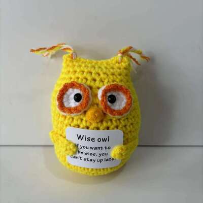 Καλή τιμή. New Positive Potato Handmade Inspirational Crochet Knitted Doll Emotional Support Cute Knitted Positive Wise Owl σε απευθείας σύνδεση