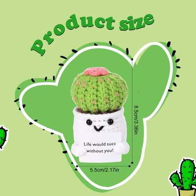 Καλή τιμή. Θετικό Cactus Crochet Super Soft Plush Ενθαρρύνετε την κάρτα πατάτας φυτό βάζα Αστεία ζωή Crochet κούκλα ανακούφιση από το άγχος Διακόσμηση δώρο σε απευθείας σύνδεση